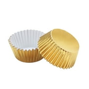 Qumonin Ciieeo Silicone Molds Cake Liner 100 Pcs Cupcake Holders Baking Cups (Gold)